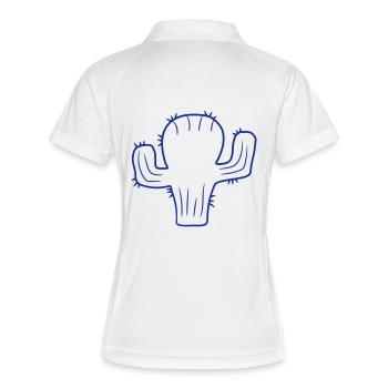 Kaktus Pflanze Stachelig Stacheln Wüsten Kakteen - Frauen Polo atmungsaktiv - Weiß/Navy - Hinten