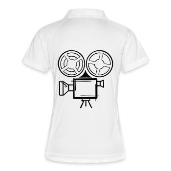 Film camera drawing. Hand-marked. Filmmaker - Women's Polo breathable - white/navy - Back