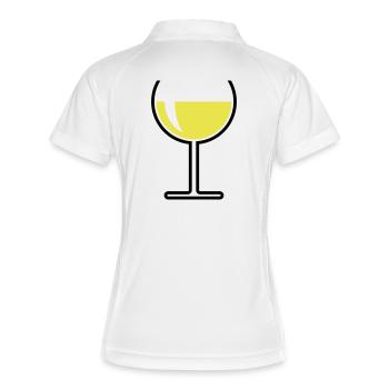Weißweinglas Rund Offen (Weißwein / Wein / 2C) - Frauen Polo atmungsaktiv - Weiß/Navy - Hinten