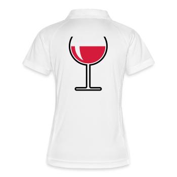 XRotweinglas Rund Offen (Rotwein / Wein / 2C) - Frauen Polo atmungsaktiv - Weiß/Navy - Hinten