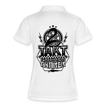 2-Takt-Fahrer / Zweitaktfahrer - Frauen Polo atmungsaktiv - Weiß/Navy - Hinten