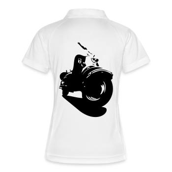 IWL Berlin Roller, Oldtimer - Frauen Polo atmungsaktiv - Weiß/Navy - Hinten