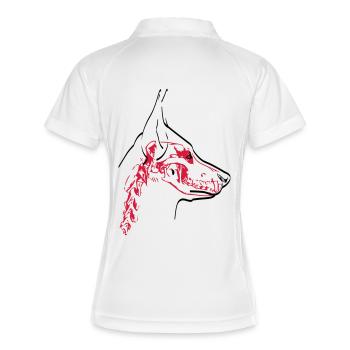 Hunde Skull - Frauen Polo atmungsaktiv - Weiß/Navy - Hinten