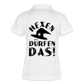 Hexen dürfen das! - Frauen Polo atmungsaktiv - Weiß/Navy - Hinten
