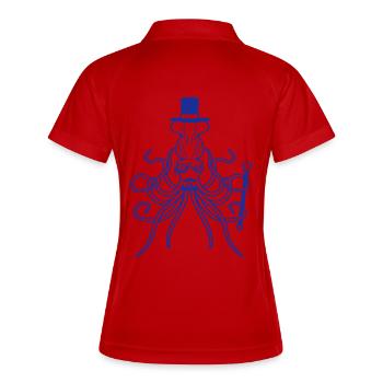 Kraken Mr. Sir Zylinder Hut Monokel Brille reich - Frauen Polo atmungsaktiv - Weiß/Navy - Hinten
