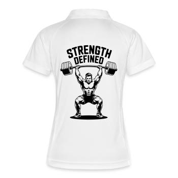 Strength defined - Fitness Motivation - Frauen Polo atmungsaktiv - Weiß/Navy - Hinten