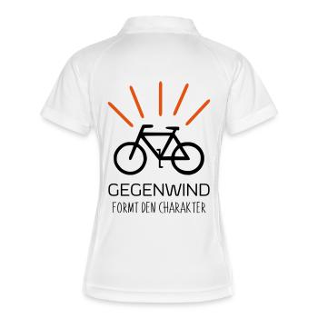Gegenwind formt den Charakter Geschenk Idee Sport - Frauen Polo atmungsaktiv - Weiß/Navy - Hinten