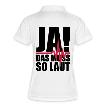 ja_das_muss_so_laut_1__f2 - Frauen Polo atmungsaktiv - Weiß/Navy - Hinten