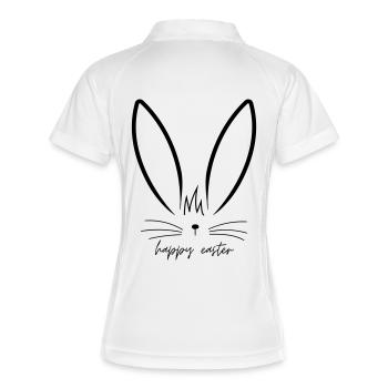 Minimal Bunny - Happy Easter - Frauen Polo atmungsaktiv - Weiß/Navy - Hinten