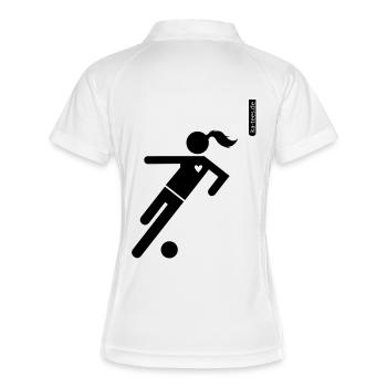 Frauenfußball! - Frauen Polo atmungsaktiv - Weiß/Navy - Hinten