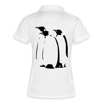 Pinguine - Frauen Polo atmungsaktiv - Weiß/Navy - Hinten