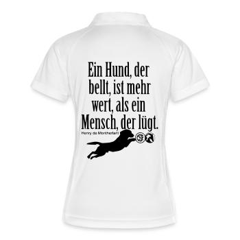 Ein Hund der bellt ... - Frauen Polo atmungsaktiv - Weiß/Navy - Hinten