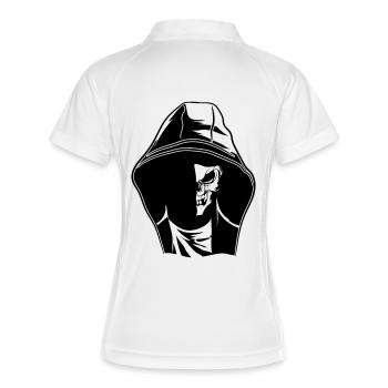 Horror gesicht monster kapuze - Frauen Polo atmungsaktiv - Weiß/Navy - Hinten