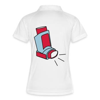 Asthmaspray - Frauen Polo atmungsaktiv - Weiß/Navy - Hinten