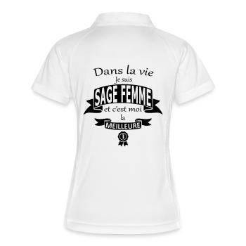 sage femme meilleure - Polo respirant Femme - blanc/marine - Dos
