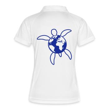 Wasserschildkröte Erde Globus Planet Logo Symbol - Frauen Polo atmungsaktiv - Weiß/Navy - Hinten