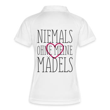 niemals ohne meine maedels herz - Frauen Polo atmungsaktiv - Weiß/Navy - Hinten