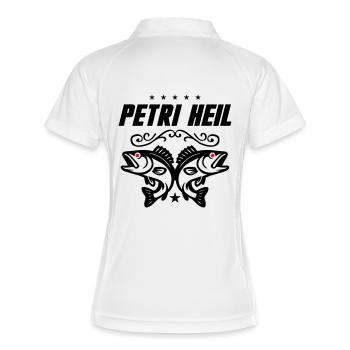 Petri Heil Fischen - Frauen Polo atmungsaktiv - Weiß/Navy - Hinten