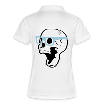 funny skull - Frauen Polo atmungsaktiv - Weiß/Navy - Hinten