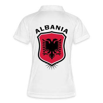 Wappen Albanien Albania - Frauen Polo atmungsaktiv - Weiß/Navy - Hinten