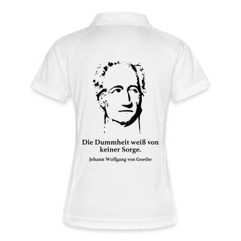 Goethe: Die Dummheit weiß von keiner Sorge. - Frauen Polo atmungsaktiv - Weiß/Navy - Hinten