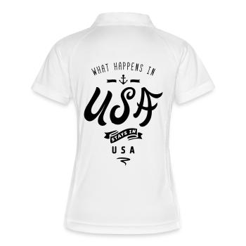 what happens in usa stays in usa - Frauen Polo atmungsaktiv - Weiß/Navy - Hinten