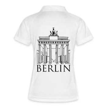 berlin - Frauen Polo atmungsaktiv - Weiß/Navy - Hinten