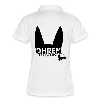 ohrenfetischist - Frauen Polo atmungsaktiv - Weiß/Navy - Hinten