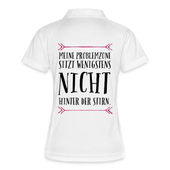 Meine Problemzone... - Frauen Polo atmungsaktiv - Weiß/Navy - Hinten