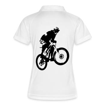 Mountainbiker Sprung - Frauen Polo atmungsaktiv - Weiß/Navy - Hinten