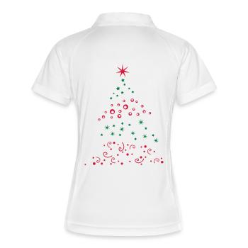 Weihnachtsbaum, Christbaum - Frauen Polo atmungsaktiv - Weiß/Navy - Hinten