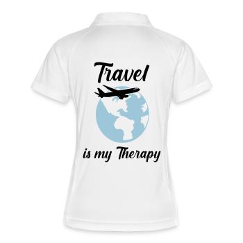 travel is my therapy - Frauen Polo atmungsaktiv - Weiß/Navy - Hinten