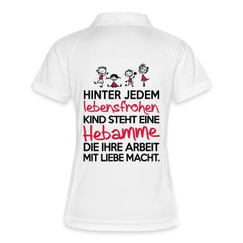 Hebamme mit Liebe - Frauen Polo atmungsaktiv - Weiß/Navy - Hinten