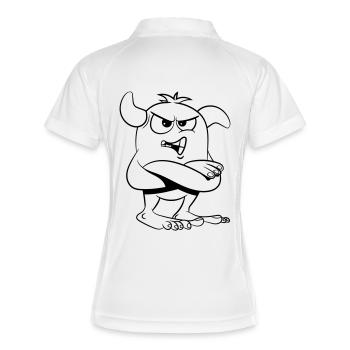 Monster schlecht gelaunt - Frauen Polo atmungsaktiv - Weiß/Navy - Hinten