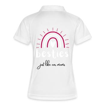 besties just like our moms | beste Freunde - Frauen Polo atmungsaktiv - Weiß/Navy - Hinten