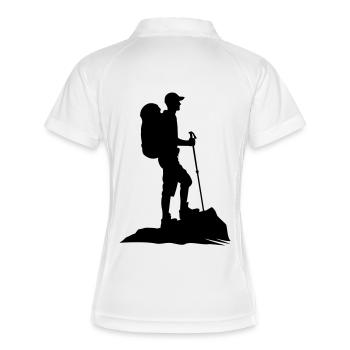 Wanderfreude - Randonneurs sur un belvédère - Polo respirant Femme - blanc/marine - Dos