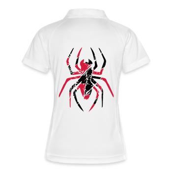 rot kratzer risse spinne logo design ekelig horror - Frauen Polo atmungsaktiv - Weiß/Navy - Hinten