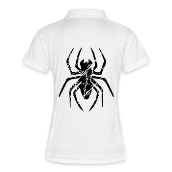 kratzer risse spinne logo design ekelig horror hal - Frauen Polo atmungsaktiv - Weiß/Navy - Hinten