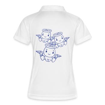 3 Enten Engel Freunde Heiligenschein heilig Team - Frauen Polo atmungsaktiv - Weiß/Navy - Hinten