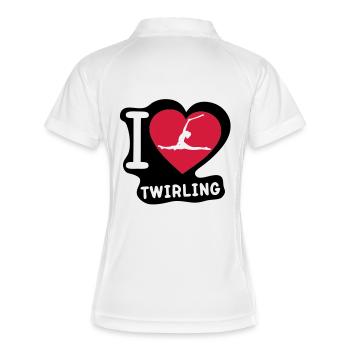 i love coeur sport twirling baton3 - Polo respirant Femme - blanc/marine - Dos