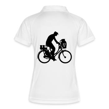 Fahrrad & Bembel in Frankfurt (Mann) - Frauen Polo atmungsaktiv - Weiß/Navy - Hinten