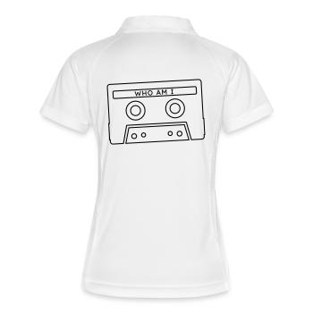 Retro Audiokassette - Frauen Polo atmungsaktiv - Weiß/Navy - Hinten