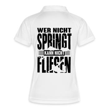skydiving: wer nicht springt kann nicht fliegen - Frauen Polo atmungsaktiv - Weiß/Navy - Hinten