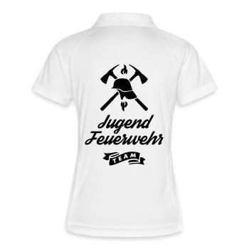 jugendfeuerwehr team helm - Frauen Polo atmungsaktiv - Weiß/Navy - Hinten