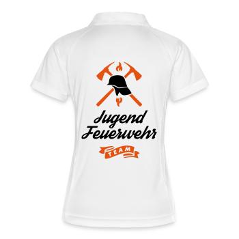 jugendfeuerwehr team - Frauen Polo atmungsaktiv - Weiß/Navy - Hinten