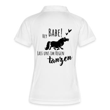 Hey Babe! Lass uns im Regen tanzen - Frauen Polo atmungsaktiv - Weiß/Navy - Hinten