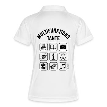 Multifunktions Tante (9 Icons) - Frauen Polo atmungsaktiv - Weiß/Navy - Hinten