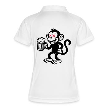 Affe Bier Saufen - Frauen Polo atmungsaktiv - Weiß/Navy - Hinten