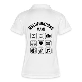 Multifunktions Mami (9 Icons) - Frauen Polo atmungsaktiv - Weiß/Navy - Hinten