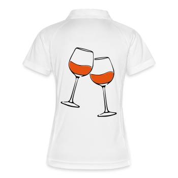 rotwein glaeser - Frauen Polo atmungsaktiv - Weiß/Navy - Hinten